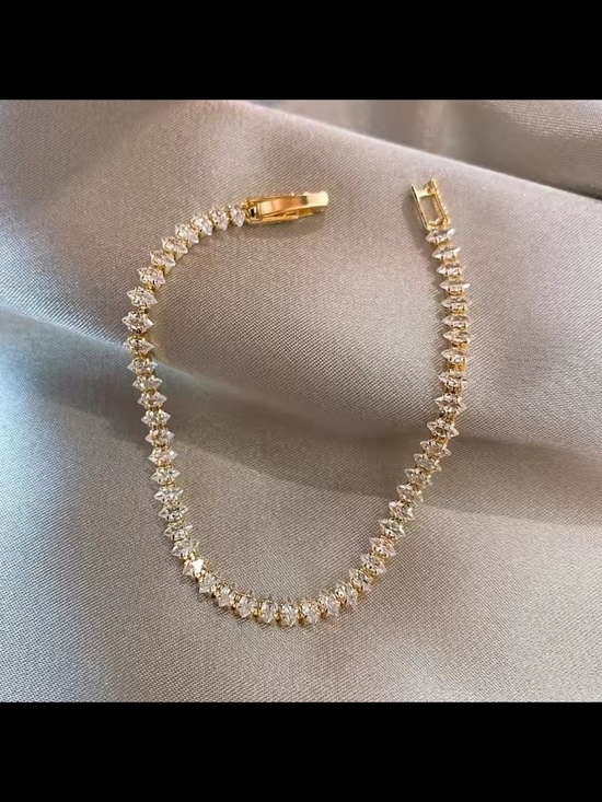 Jewelry - Gold Tone Crystal Tennis Bracelet - Women Jewelry
